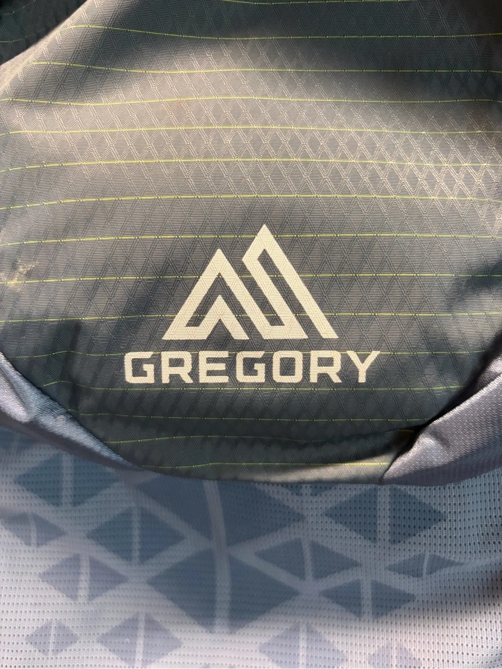 Gregory Men's Blue and Gray Hiking Backpack with Lime Accents